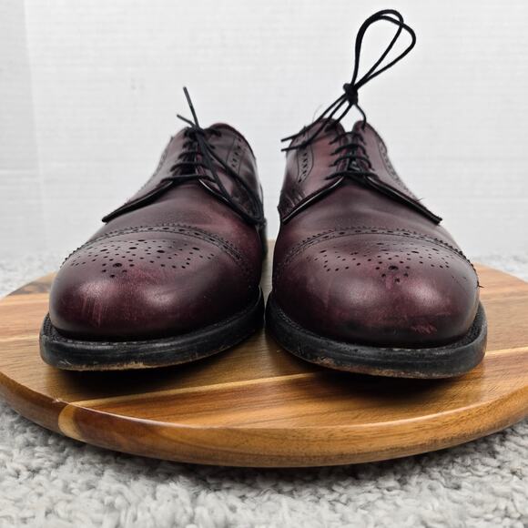 Allen Edmonds Men 10E Lexington Burgundy Maroon Cap Toe Brogue Oxford Dress 5171 - Picture 5 of 15